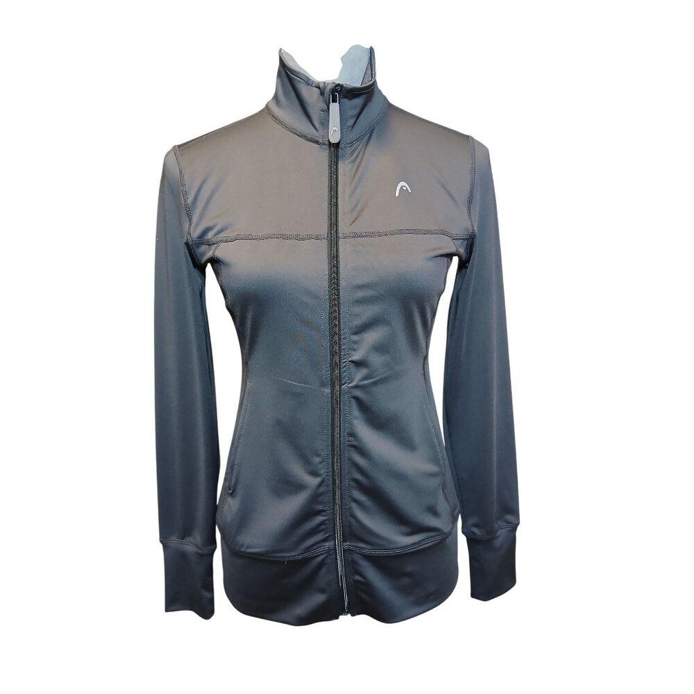 Head Womens XS Mock Neck Full Zip Jacket Gray Athletic Athleisure Run Walk Train